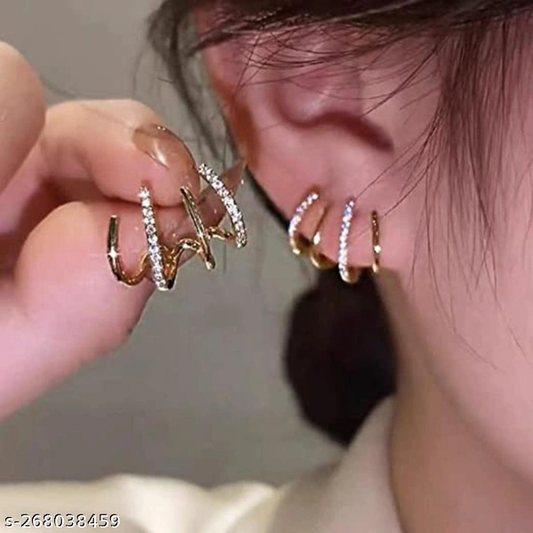 Korean Earring | Earring For Girl | Western Earring | Party Wear Earring - Free Size, Gold, 1