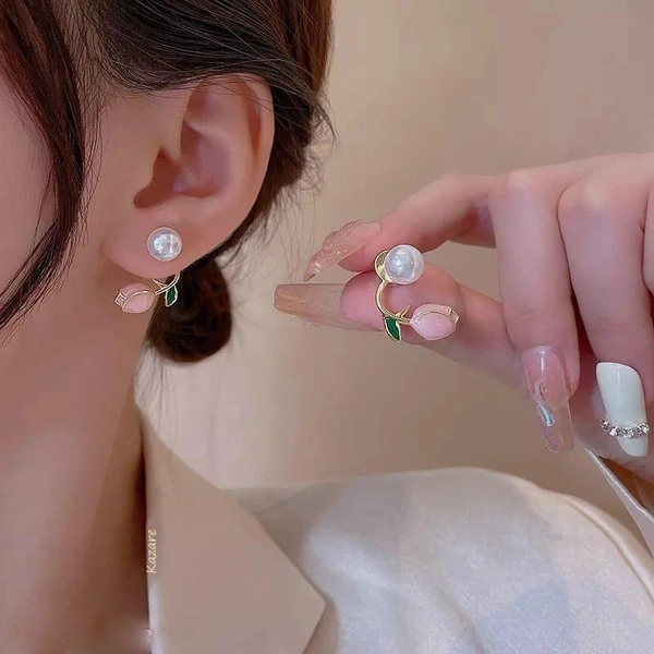 korean Earring |  Earring For Girl | Western Earring - Free Size, Pink, 2 earring