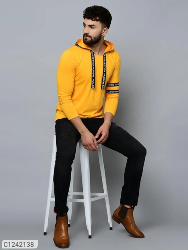 Cotton blend solid full sleeves t shirt 👚 - yellow, red, black green, white, S, M, L, XL