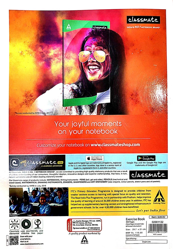 Classmate Notebook (S/L) - 29.7 cm x 21 cm