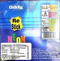 Oddy Re-Stick 3X3 - Neon Color - 75 mm x 75 mm - Neon Green