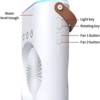 M-Bazar Double Ended Spray Fan, Cold Air Fan 3 Gears, 4000mAh Battery & USB Rechargeable, Oscillating fan with LED Light Cooler Fan, Push Button & Remote Control,280ml Water Tank, Ice Filling Fan ( White Color )
 - White