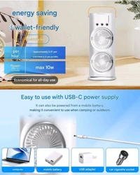 M-Bazar Double Ended Spray Fan, Cold Air Fan 3 Gears, 4000mAh Battery & USB Rechargeable, Oscillating fan with LED Light Cooler Fan, Push Button & Remote Control,280ml Water Tank, Ice Filling Fan ( White Color )
 - White