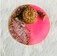 Kumkum Holder Round  - Blush Pink, 4 Inch