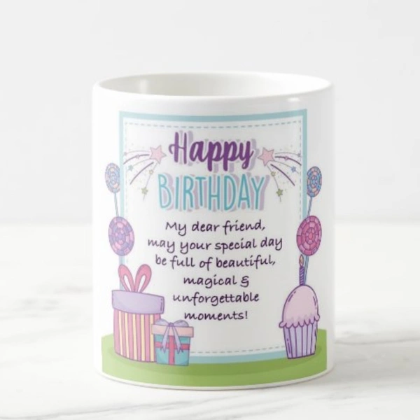Birthday Mug  For Friend 2 - Heart Handle Magic Mug