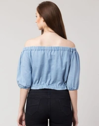 Stylish Women's Denim Top - M, Sky Blue