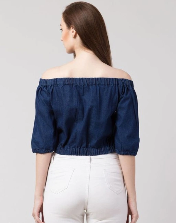 Stylish Women's Denim Top - M, Dark Blue