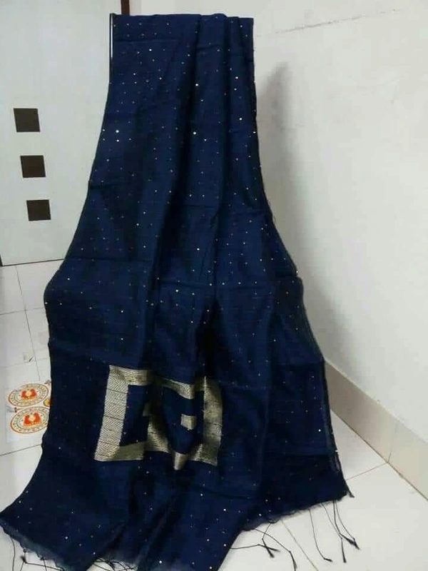 Jia Printed Cotton Silk Sarees - Blue, Free Size
