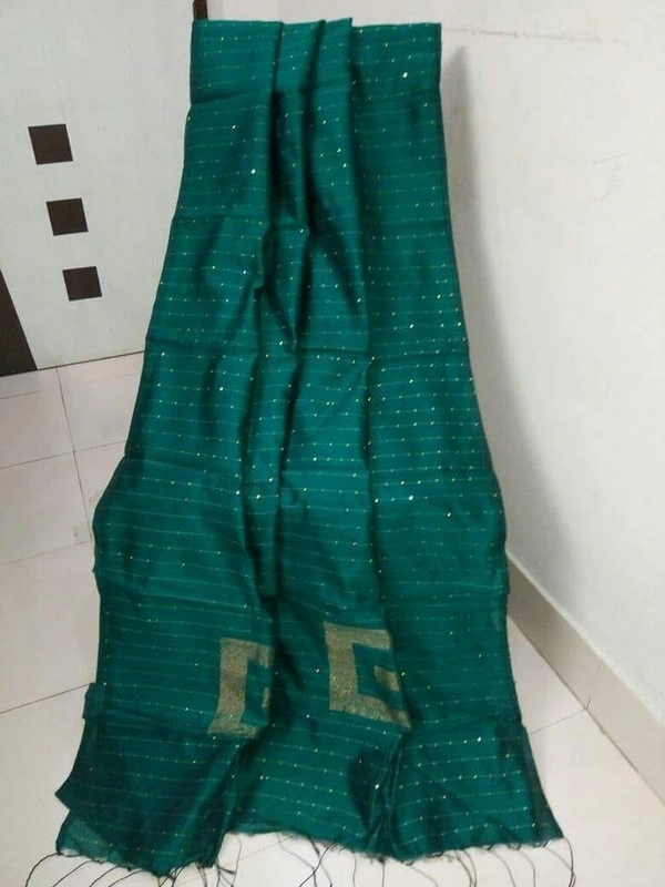Jia Printed Cotton Silk Sarees - Blue, Free Size