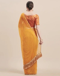 GoSriki Chiffon Embellished Saree - Free Size, Yellow