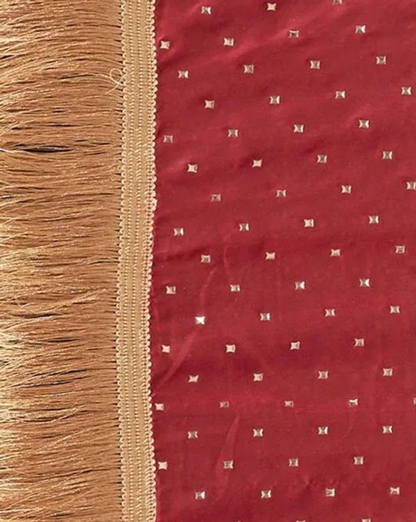 GoSriki Chiffon Embellished Saree - Red, Free Size