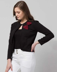 Women's Solid Cotton Blend Top - M, Black