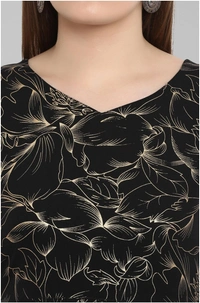Women Crepe A-line Printed Long Kurti With Palazzos And Dupatta - Black, S