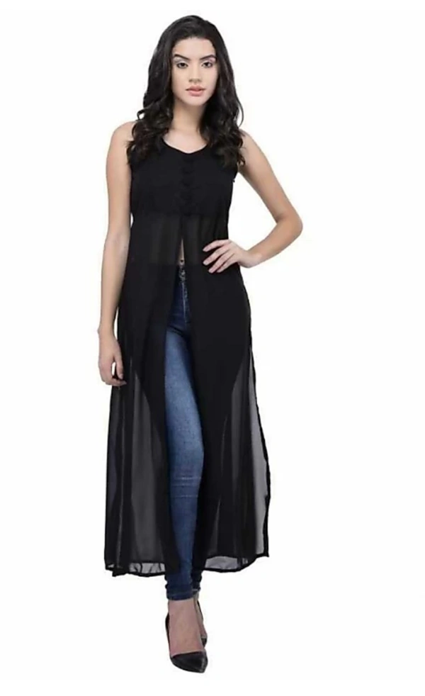 Women's beautifull flared Georgette Dress - Black, S