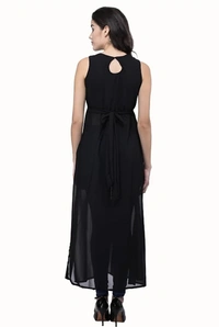 Women's beautifull flared Georgette Dress - Black, S