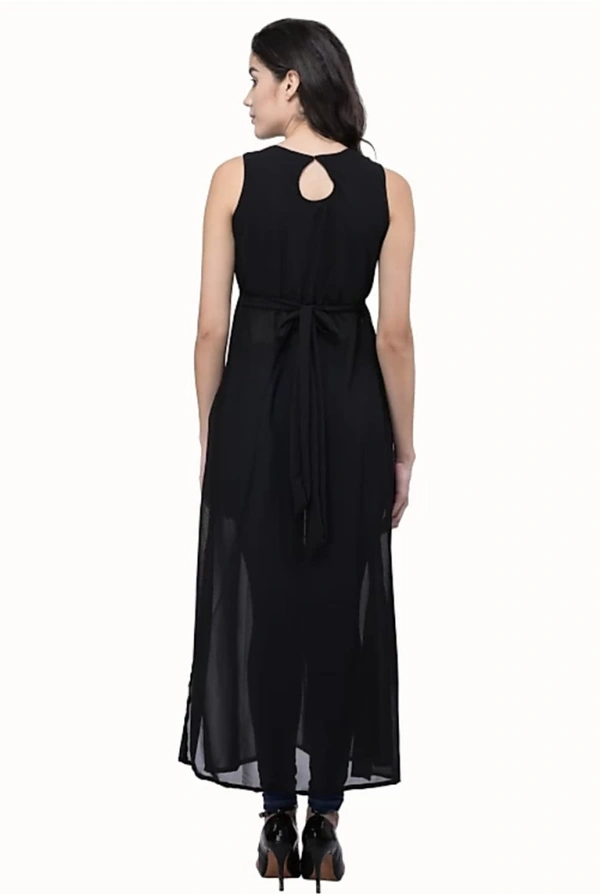 Women's beautifull flared Georgette Dress - Black, S