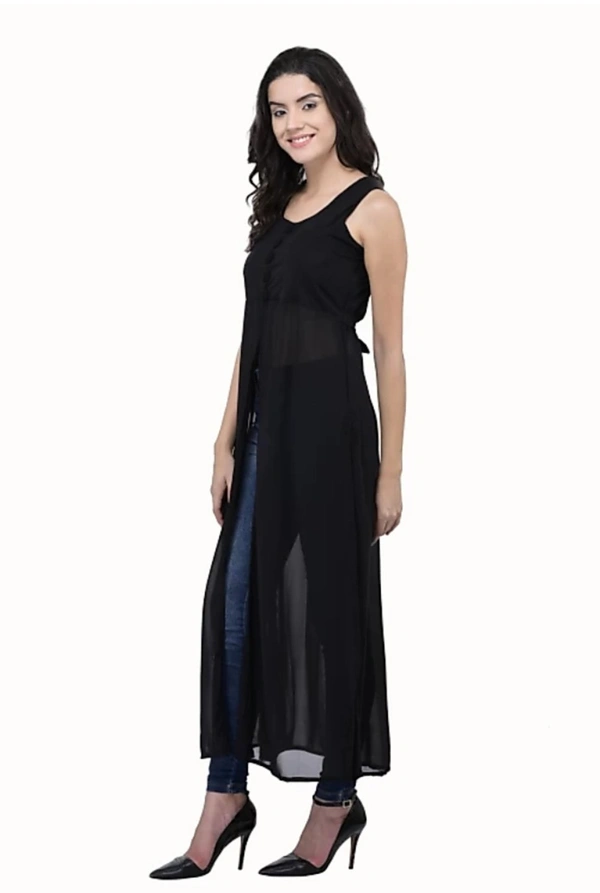 Women's beautifull flared Georgette Dress - Black, S