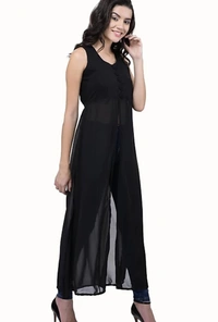 Women's beautifull flared Georgette Dress - Black, S
