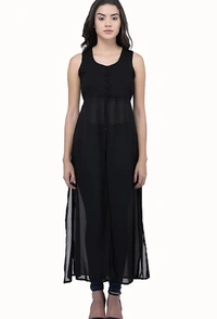 Women's beautifull flared Georgette Dress - Black, S