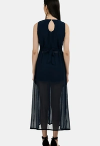 Women's beautifull flared Georgette Dress - Blue, XL