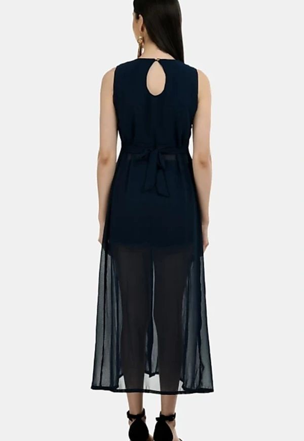 Women's beautifull flared Georgette Dress - Blue, XL