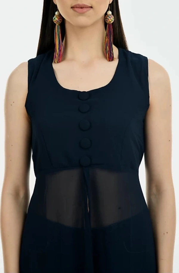 Women's beautifull flared Georgette Dress - Blue, XL