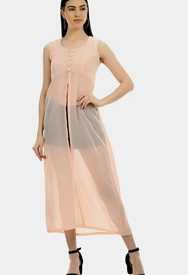 Women's beautifull flared Georgette Dress - Pink, M
