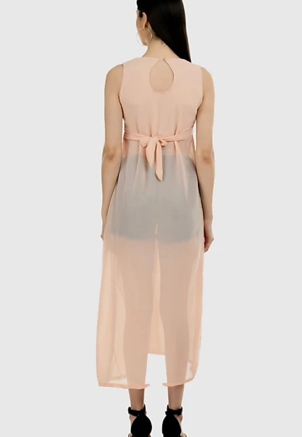 Women's beautifull flared Georgette Dress - Pink, M
