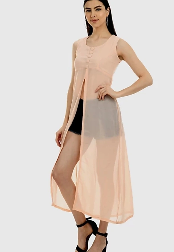 Women's beautifull flared Georgette Dress - Pink, M