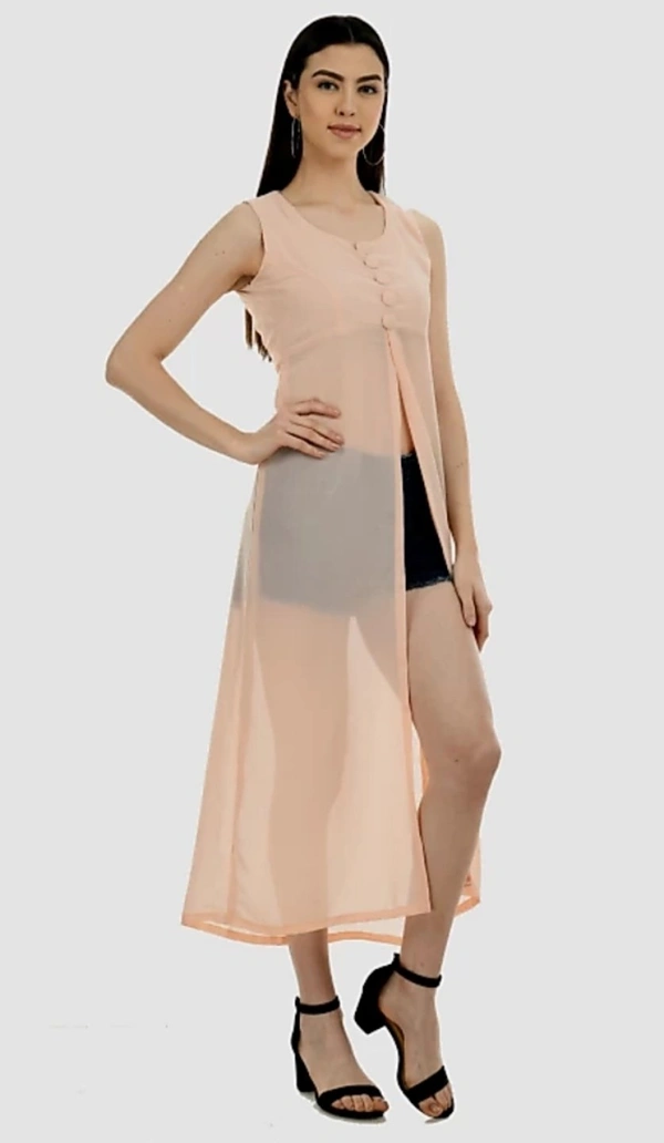 Women's beautifull flared Georgette Dress - Pink, M