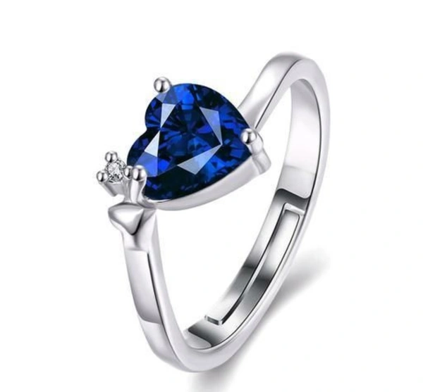 Alloy Oxidised Silver Cubic Zirconia Finger Rings 💍 - Free Size, 7