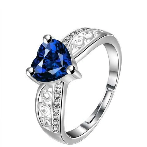 Alloy Oxidised Silver Cubic Zirconia Finger Rings 💍 - Free Size, 7