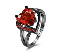 Alloy Oxidised Silver Cubic Zirconia Finger Rings 💍 - Free Size, 7