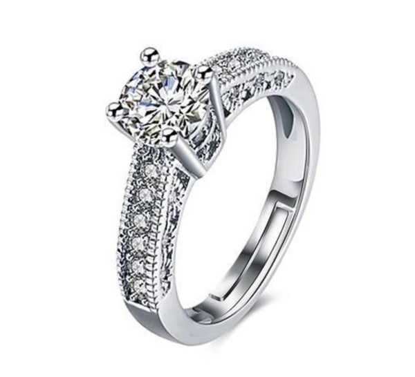 Alloy Oxidised Silver Cubic Zirconia Finger Rings 💍 - Free Size, 7