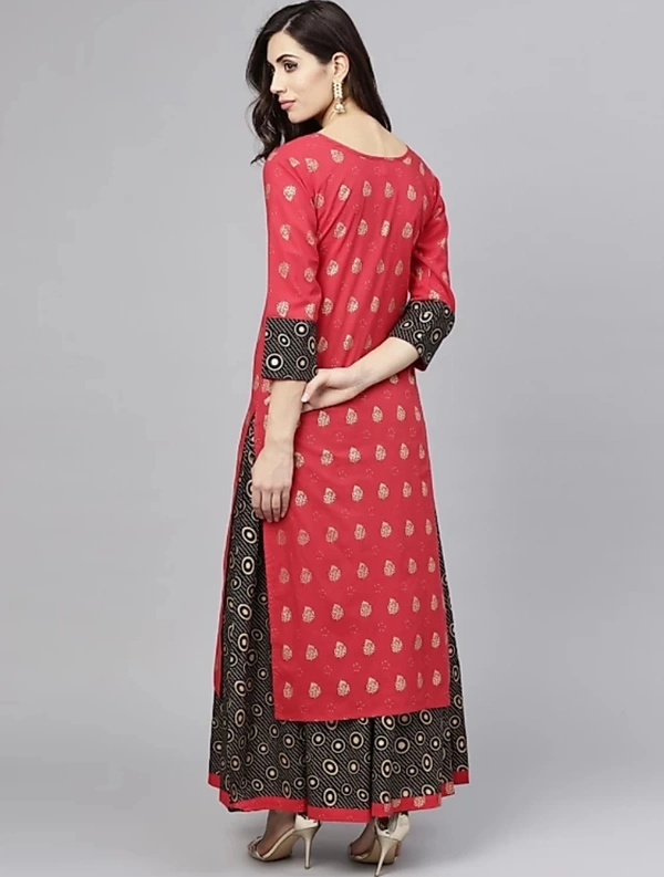 Women's Printed Rayon Kurta set with Skirt - S