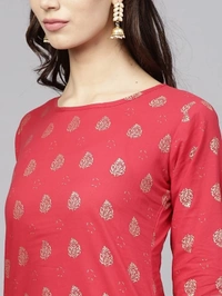 Women's Printed Rayon Kurta set with Skirt - S