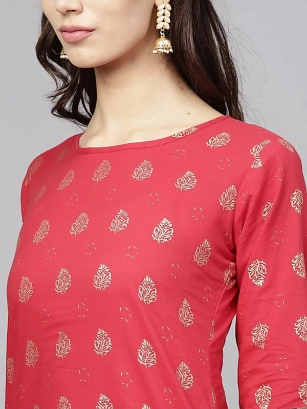 Women's Printed Rayon Kurta set with Skirt - S