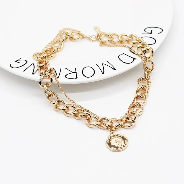 ARZONAI Punk Vintage Layered Portrait Lock Pendant Chunky Thick Cuban Link Chains Choker Necklaces For Women and Girls… - 3