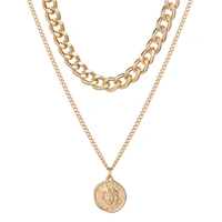 ARZONAI Punk Vintage Layered Portrait Lock Pendant Chunky Thick Cuban Link Chains Choker Necklaces For Women and Girls… - 3