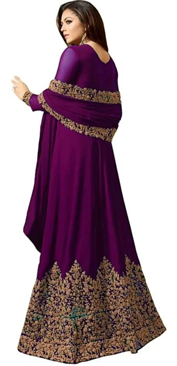 Designer Trendy Faux Georgette Embroidery Ethnic Gowns - Free Size, Purple