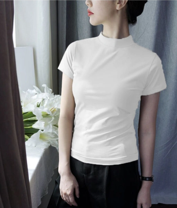 Lime Plain Slim FIT TOP & T-Shirt for  Woman - S, White