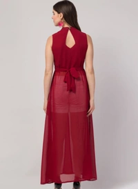 Trendy Classy Retro Women Dresses - Maroon, XL