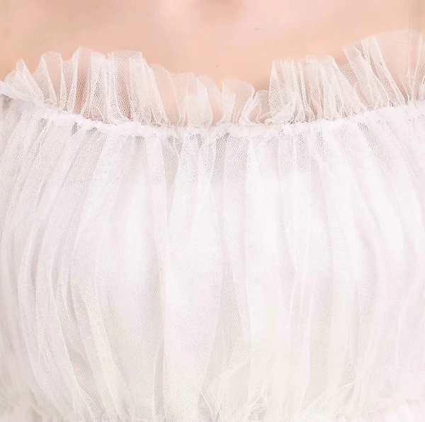 Women's Off Shoulder Net top - White, XS