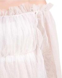Women's Off Shoulder Net top - White, L