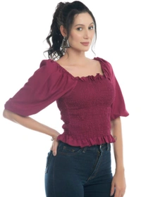 Right Choice Women Fashionable Top - Maroon, XS