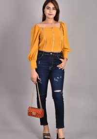 Trendy Fashionable Women Tops & Tunics - Yellow, S