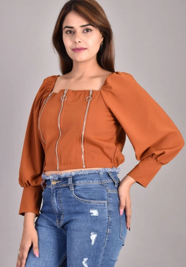 Trendy Fashionable Women Tops & Tunics - Brown, L