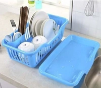 Tenido 3 in 1 Kitchen Sink Dish Rack Drainer Drying Rack Wasing Basket With Tray For Kitchen,Dish Rack Oraganizers And Sink Corner. (Blue)