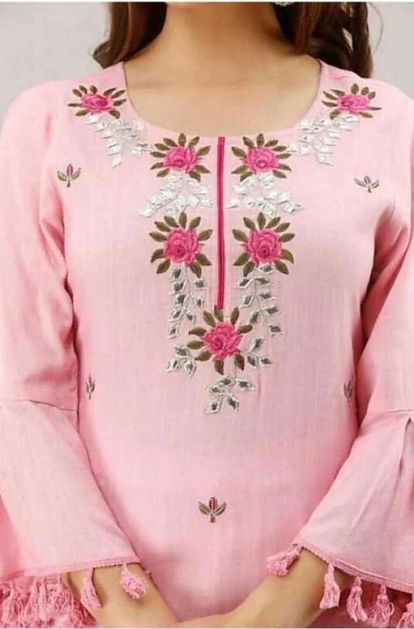 Women Rayon Straight Printed Long Kurti With Palazzos - M