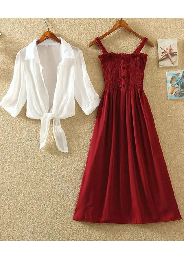 Trendy Elegant Women Dresses - Maroon, M